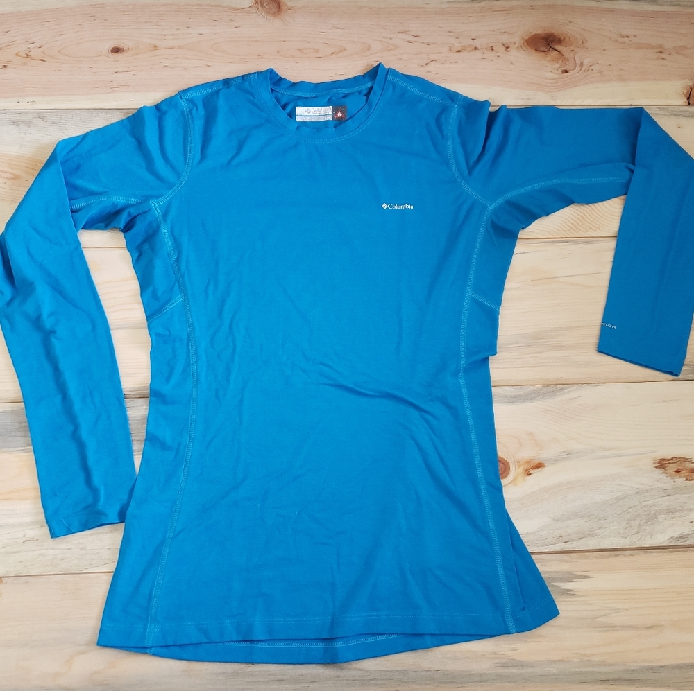 Columbia bright blue omni wick long sleeve shirt